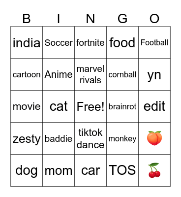 IG Reels Bingo Card