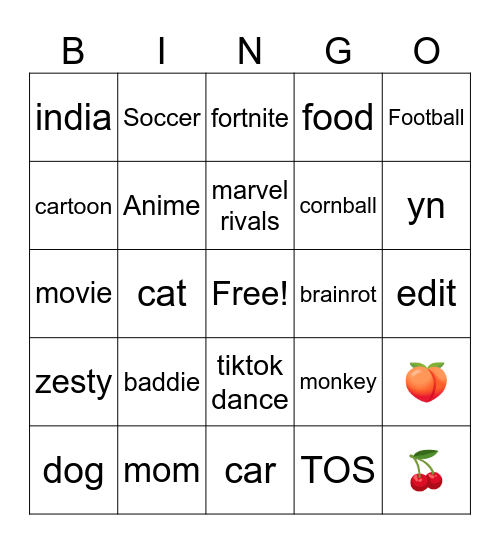 IG Reels Bingo Card