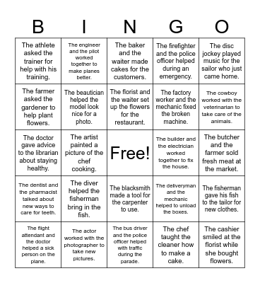 60 Jobs Bingo (ES Vault Cards) Bingo Card