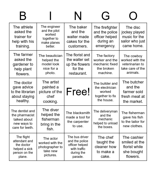 60 Jobs Bingo (ES Vault Cards) Bingo Card