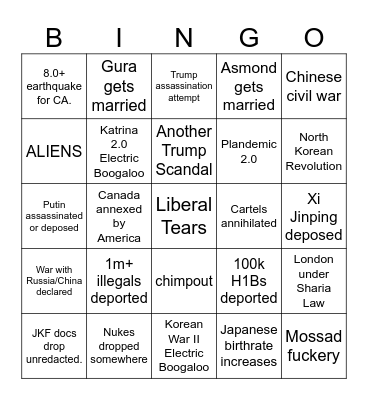 Official 2025 Bingo Sheet Bingo Card