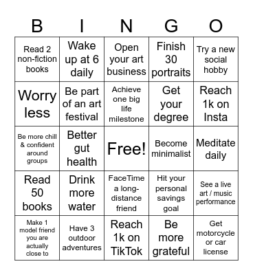 New Year's Resolution BINGO Card