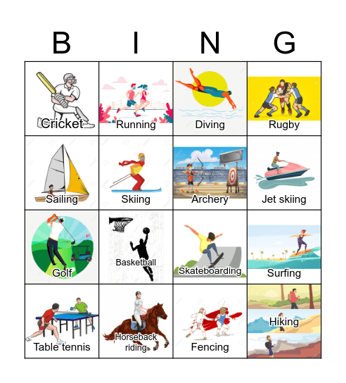 Sports Bingo Card