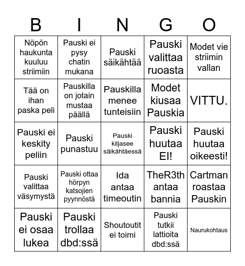 Pauskintai Bingo Card
