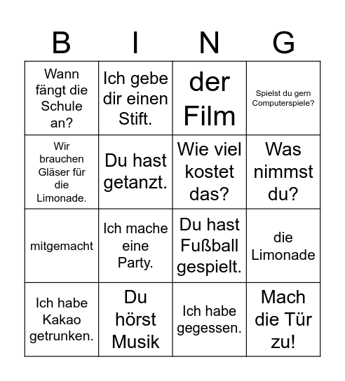 Für Anagha Bingo Card