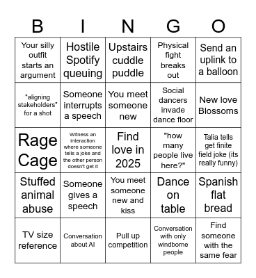 Party Bing Bingo Card