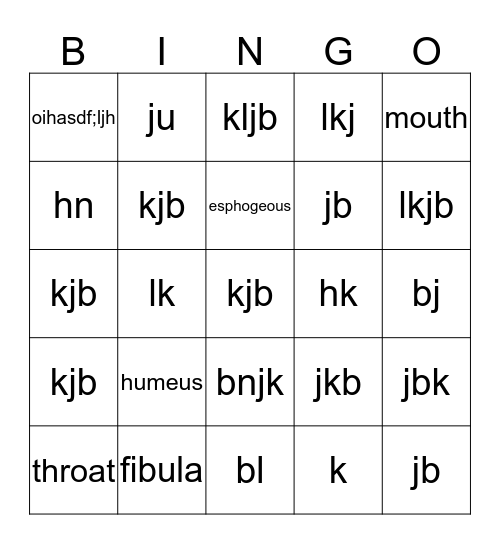 Untitled BingThingslngasdkfn;alsdkfn15o Bingo Card