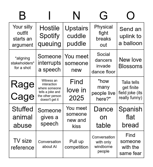 Party Bing Bingo Card