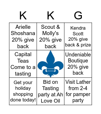 Kappa Mosaic Shopping Fundraiser Bingo Card