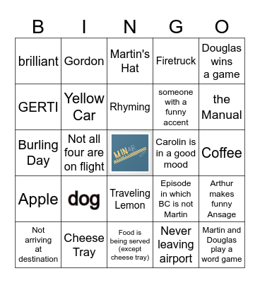 Cabin Pressure Extravaganza Bingo Card