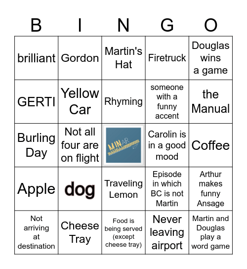 Cabin Pressure Extravaganza Bingo Card