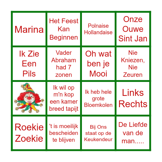 Carnavals Bingo kaart 2 Bingo Card