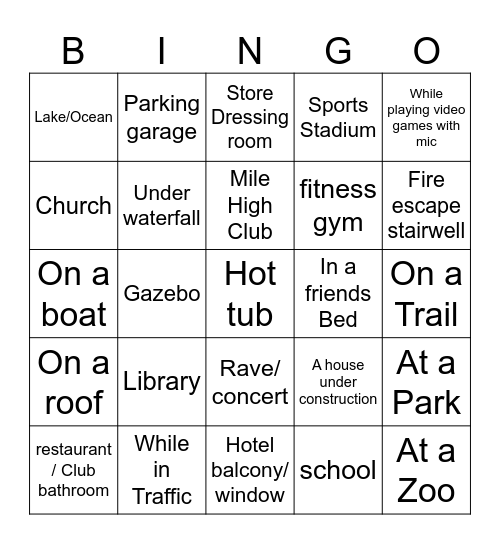 Sexy Bingo Card