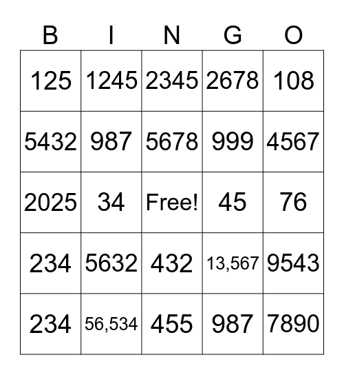 Los Números Bingo Card