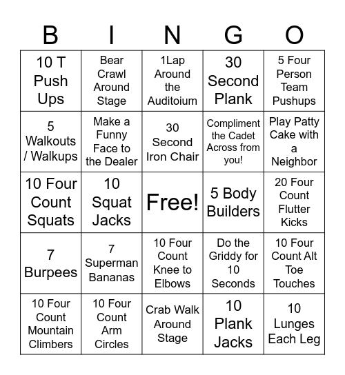 JROTC Bingo Card