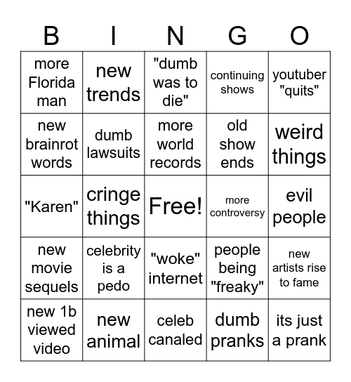 2025 Bingo Card