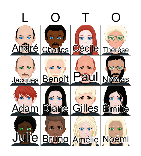 Guess Who Bingo Card