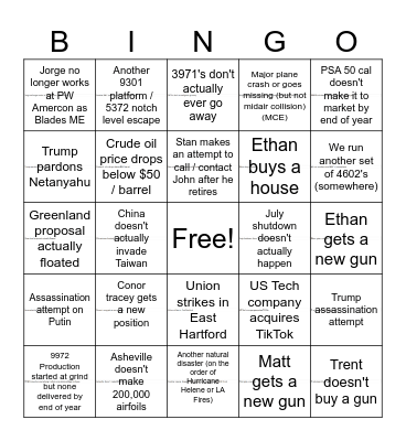 2025 Amercon ME Bingo Card
