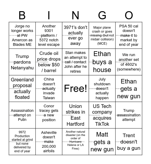 2025 Amercon ME Bingo Card