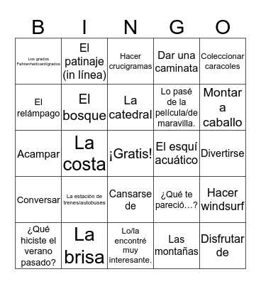 Sp3 Ch1 Vocab 1 Bingo Card