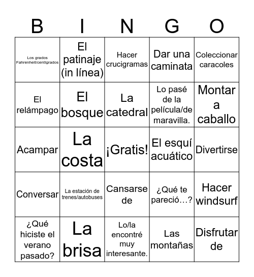 Sp3 Ch1 Vocab 1 Bingo Card