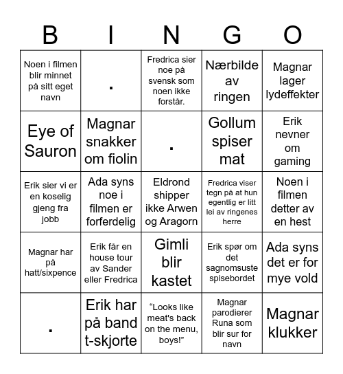Bingo Baggins Vol. 01 Bingo Card