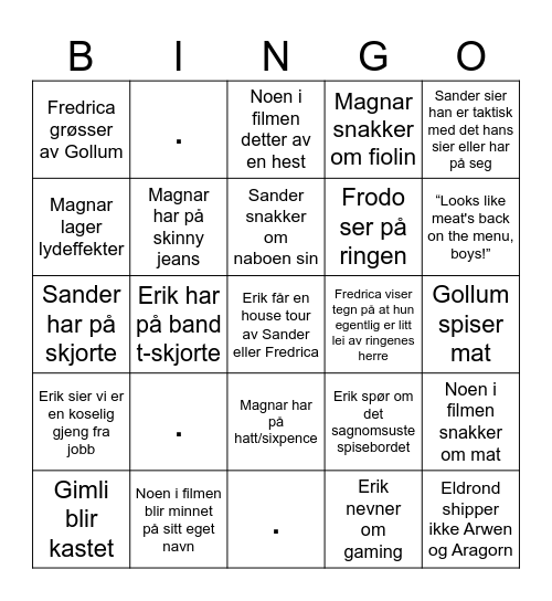 Bingo Baggins Vol. 01 Bingo Card