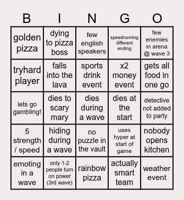 BREAK IN 2 Bingo Card
