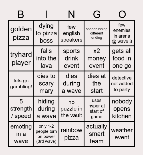 BREAK IN 2 Bingo Card