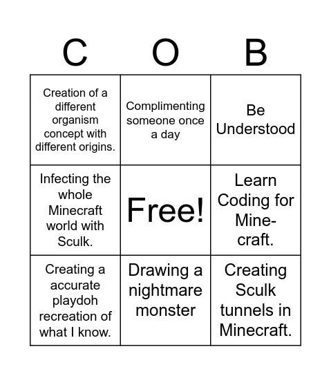 COBB Bingo Card