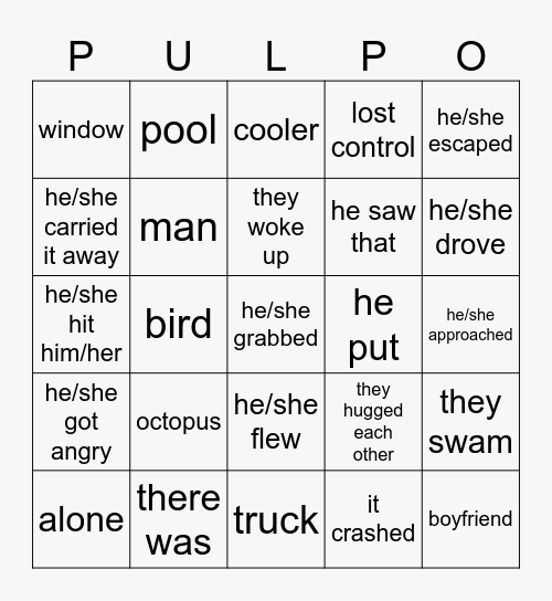 Oktapodi Vocab Practice Bingo Card