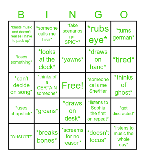 ALL ABOUT MEH! Bingo Card