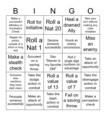 Nathan Bingo Card