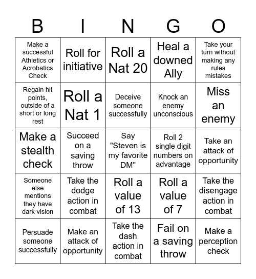 Nathan Bingo Card