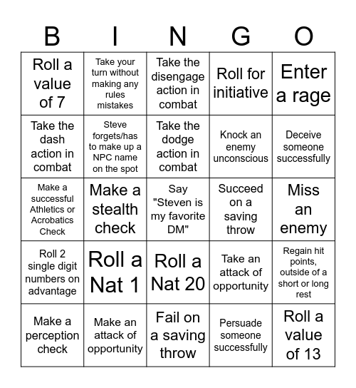 Alyssa Bingo Card