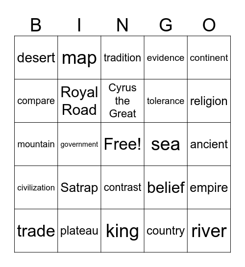 World History Bingo Card