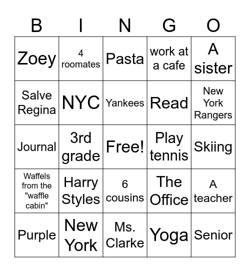 All about Ms. Slovak bingo! Bingo Card
