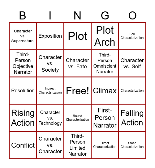 Story Elements Bingo Card