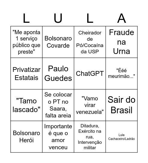 Bingo Holofote Bingo Card