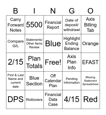 Fun Friday Bingo Card