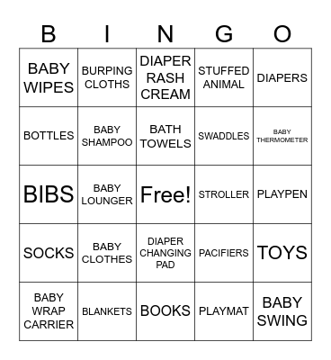 BABY GIFT BINGO Card