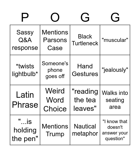 CONSTITUTIONAL BINGO (POGG) Bingo Card