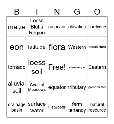 Where in the World is Mississippi Chapter 1 Bingo Card
