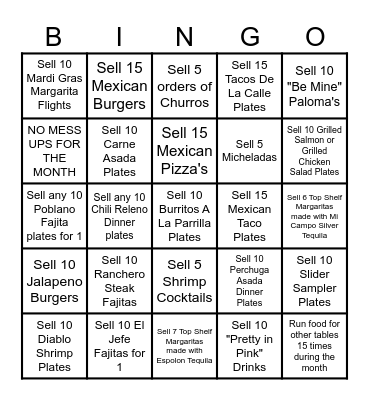 Mami's February Server Bingo Card