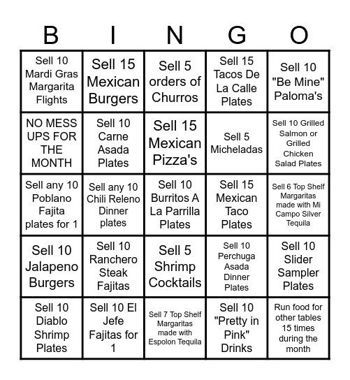 Mami's February Server Bingo Card