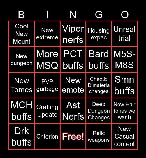 7.2 updates Bingo Card