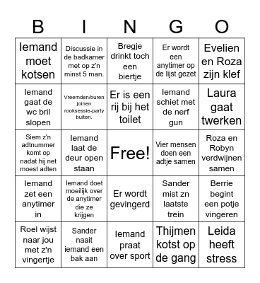 VERBS 108 Bingo Card
