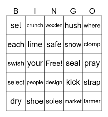 Shoes Tell a Tale Bingo Card