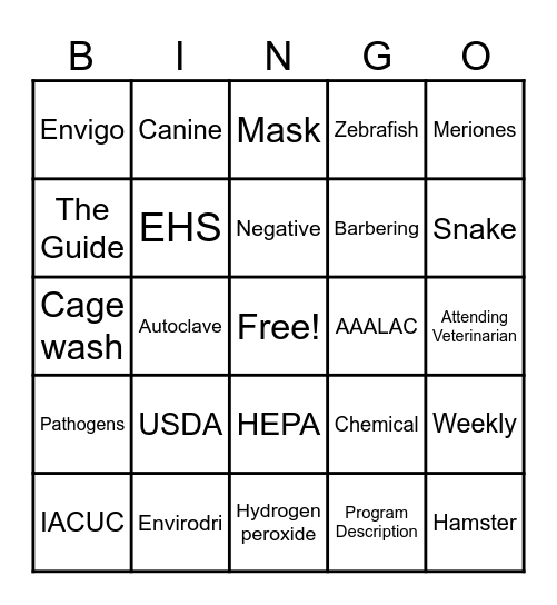 AALAS Tech Week Bingo Card