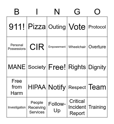 Overture In-Service BINGO! Bingo Card